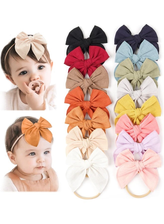 Niceye 15 PCS Big Bows Baby Nylon Headbands Hairbands Hair Bows Elastics for Baby Girls Newborn Infant Toddler Child Hair Accessories - Image 1